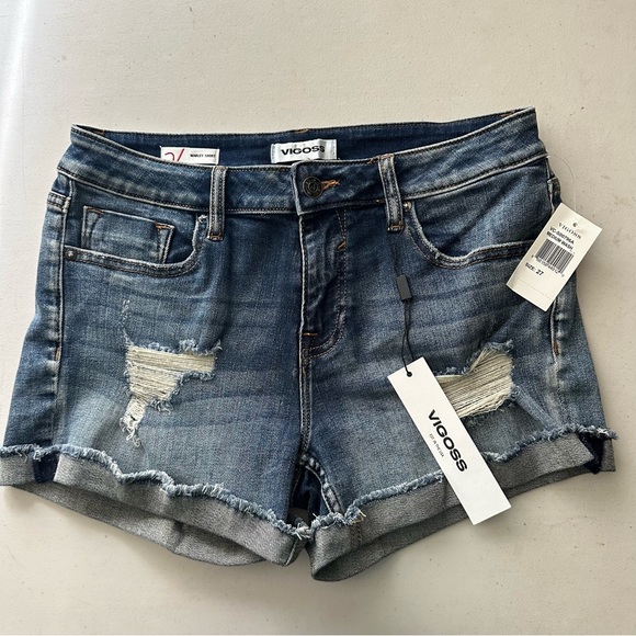 Vigoss MARLEY MIDRISE CUFF SHORT - MEDIUM WASH - Picture 4 of 6